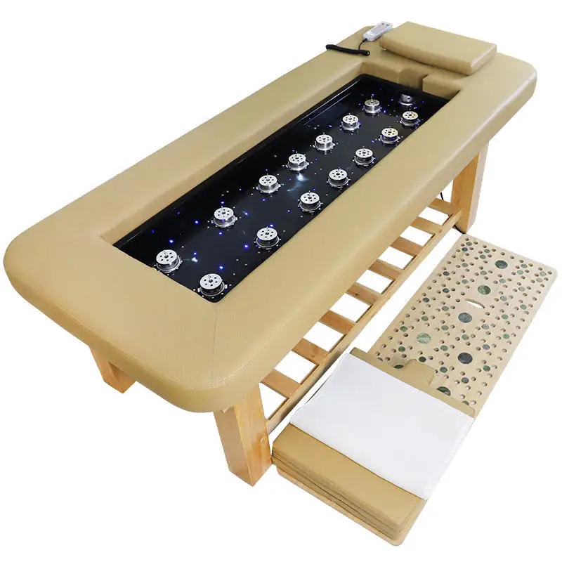 Intelligent Smokeless Red and Blue Light Physiotherapy Solid Wood Moxibustion Bed Jade Magnetic Therapy