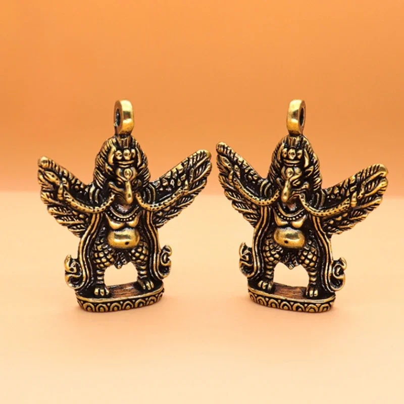 Antique Brass God of Eagle Cross Vajry Pestle Key Chain Pendant Lucky Feng Shui Charms Copper God of Elephant Pestles Keyrings