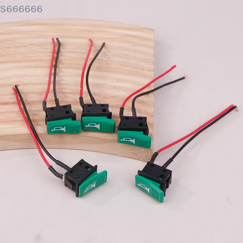 

5Pcs Horn Switch Car Button E-bike Motorcycle Horn Universal Momentary Push Rocker Switch Plastic 2 Pin Self-reset Green