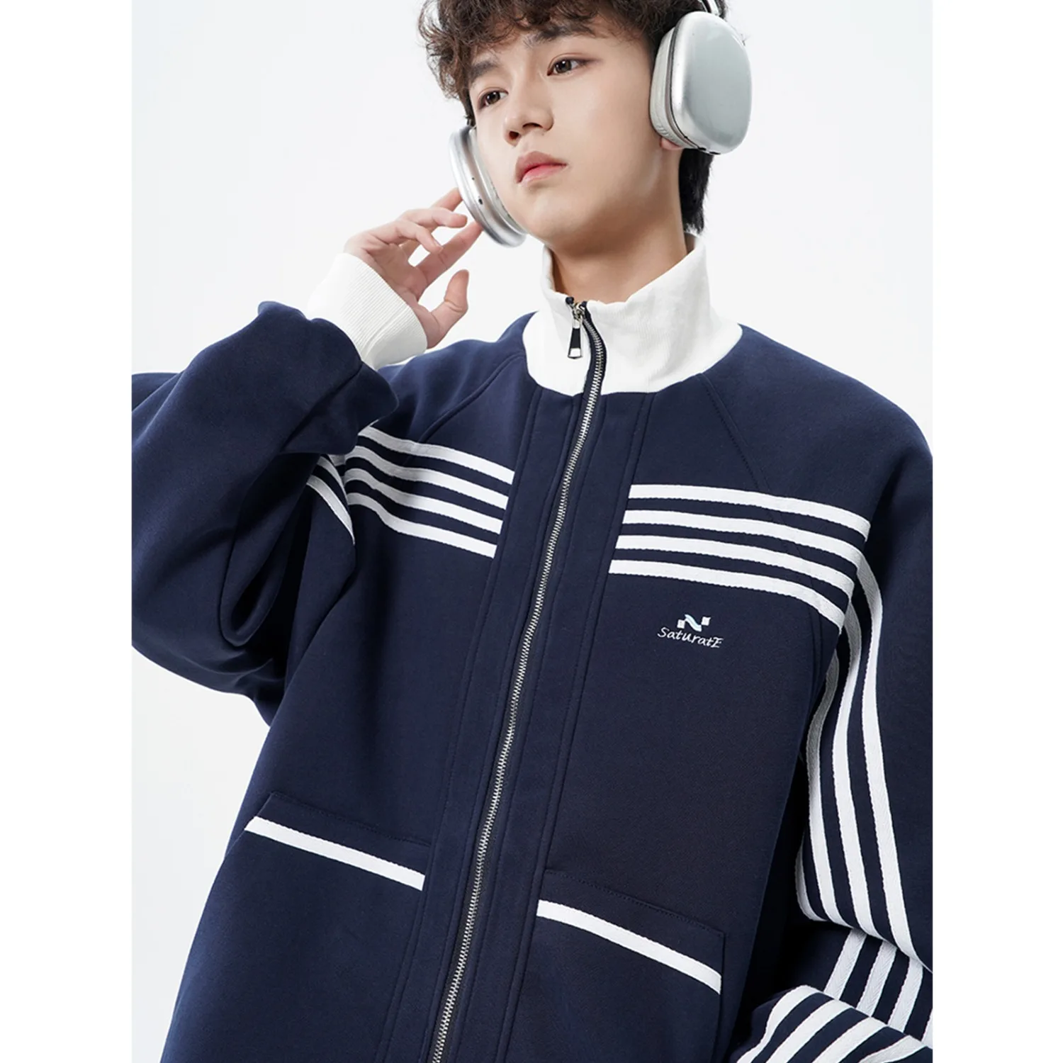 

Цветная блузка, свободный крой, мужской джерт, весна-осень, новый американский модный брендовый открытый кардиган с воротником-стойкой, толстовка