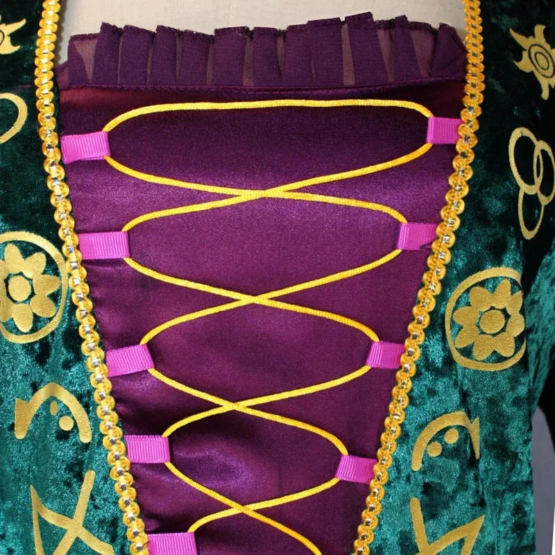 Fantasia medieval de veludo para cosplay, vestido longo de bruxa, winifred sanderson, adultos, mulheres, halloween, carnaval, palco, disfarce, 5ftu ^ 5f