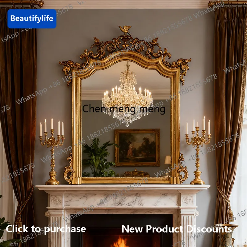Y183 French fireplace porch decorative mirror wall-mounted wash mirror high definition dresser makeup mirror