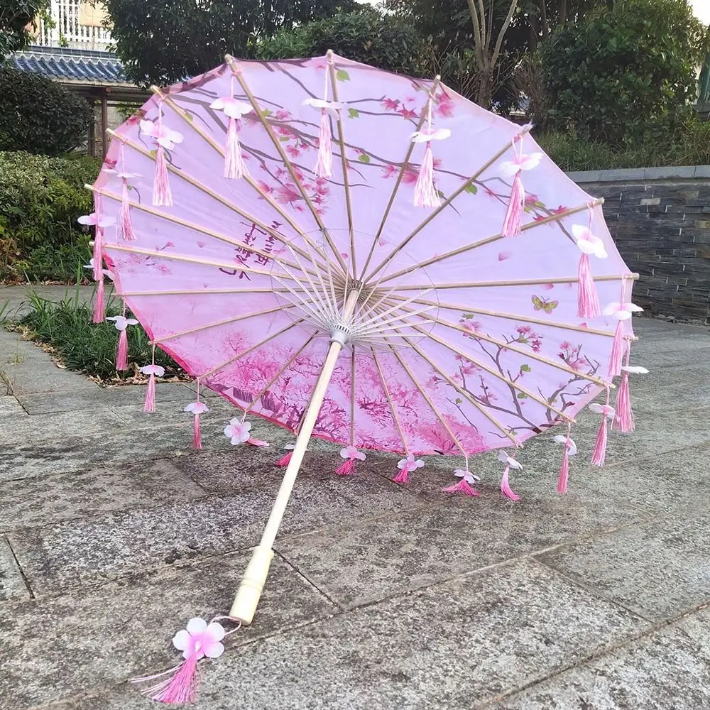 Chinese Japanese Art Silk Parasol Umbrella Embroidery Classic Flower Girl Umbrella Large 82cm Dance Umbrella Bride Wedding Gift