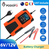 Podofo 12/6V 2A Motorcyle Auto Battery Charger Lead-Acid GEL Wet Calcium Deep Cycle VRLA Pulse Repair Car Battery Charger Univer
