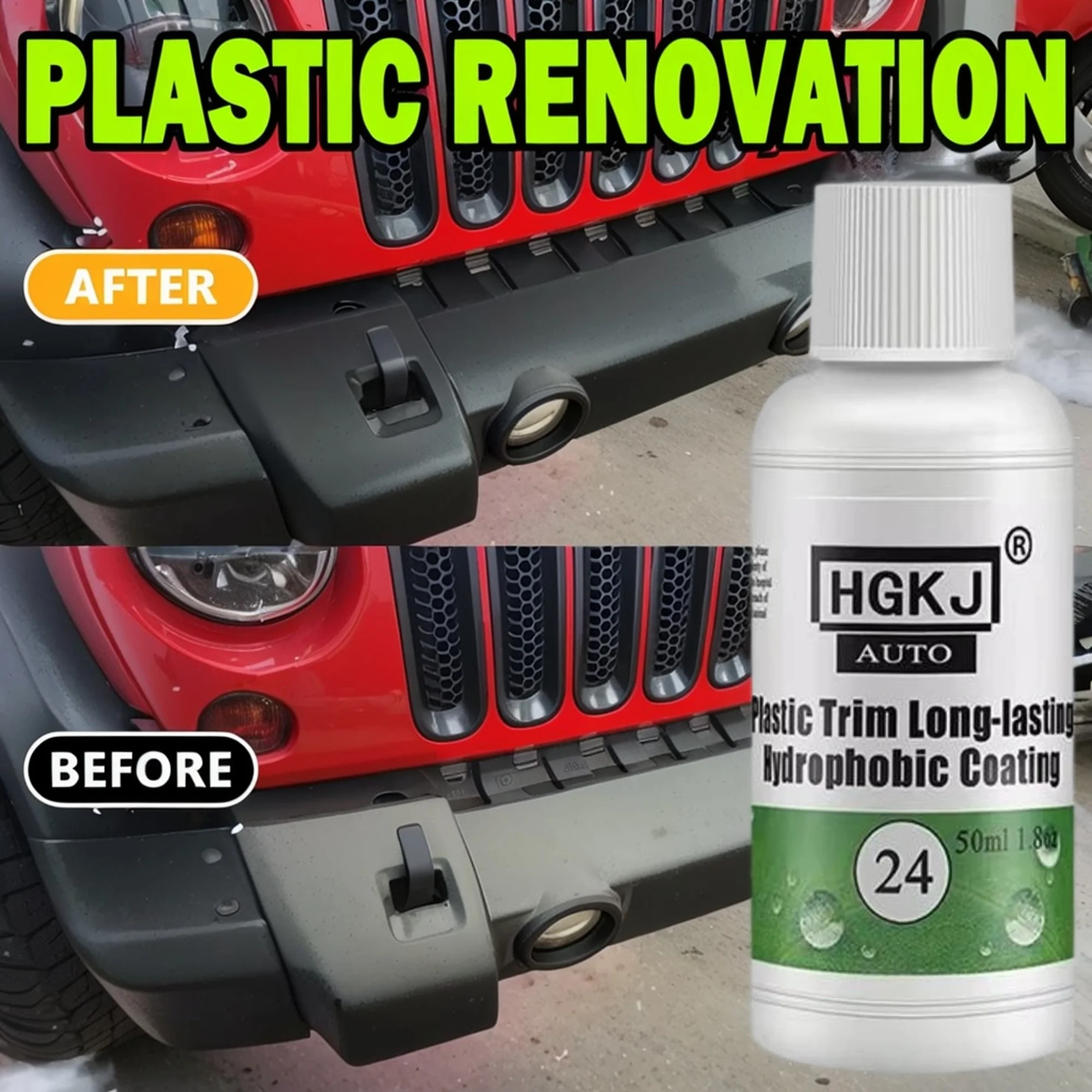 Car Plastic Rubber Restorer, Long‑Lasting Protective Coating, Clean Refurbish Faded Auto Trim, Restore Gloss Black Shine for Rub