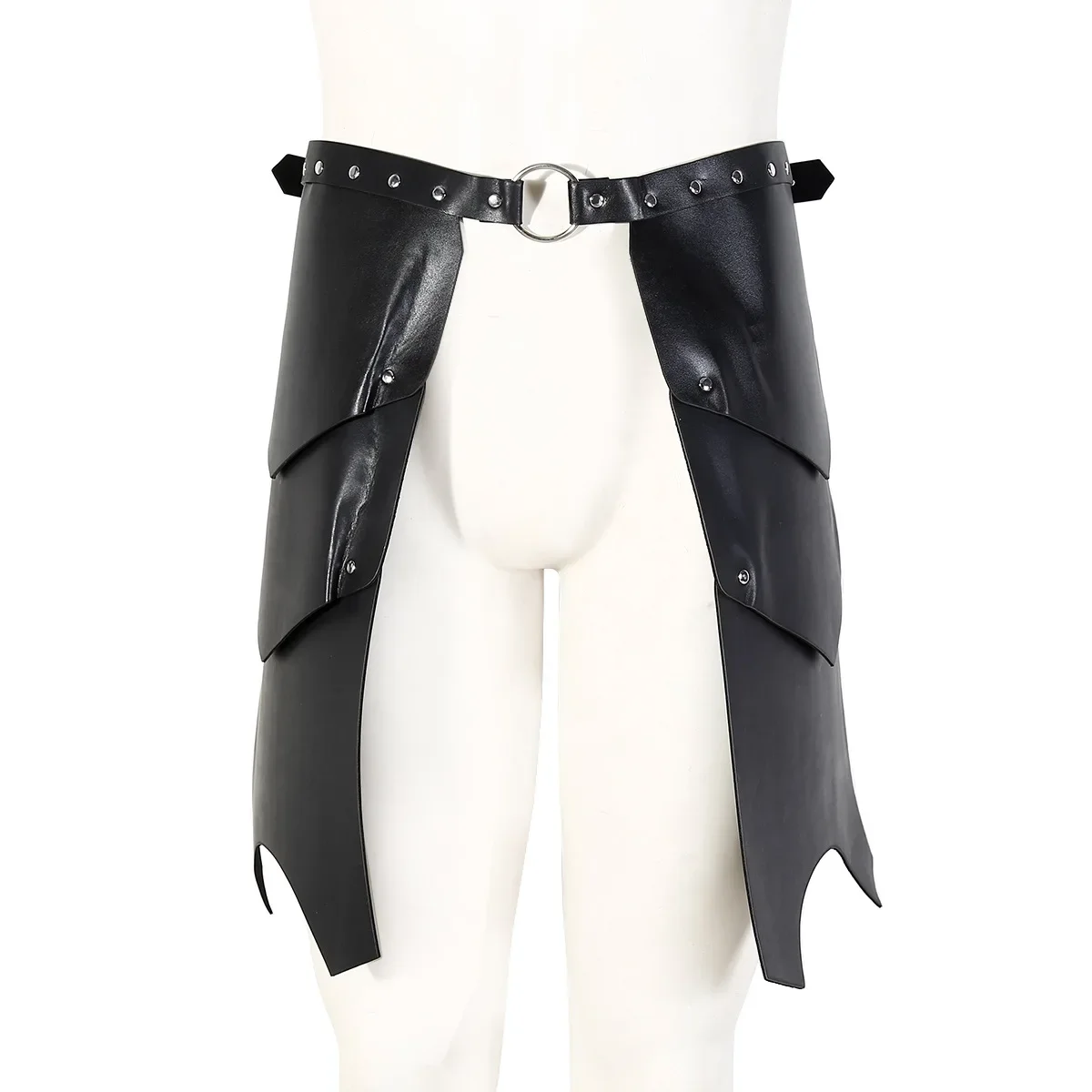 Men Erotic Panties Sexy Faux PU Leather Skirt Matador Underwear Lingerie Open Crotch Underpants Side Split Night-Club Show