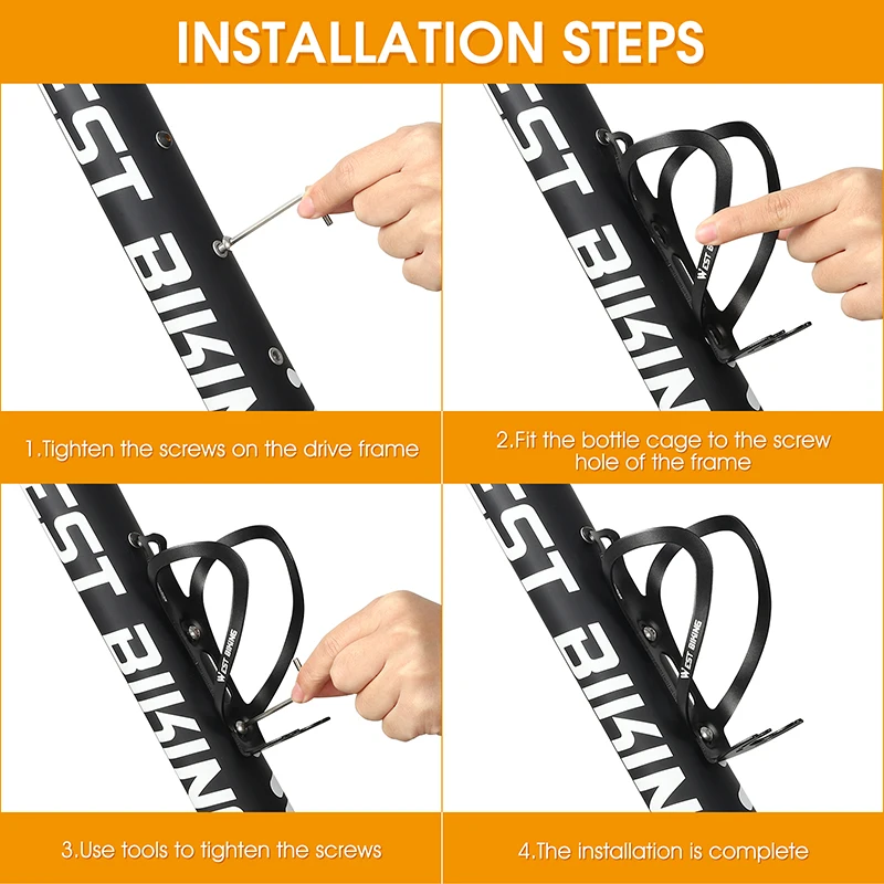 غرب ركوب الدراجات-سبائك الألومنيوم زجاجة مياه دراجة قفص ، غلاية ، المشروبات غطاء حامل ، صب متكامل ، رف جبل ، خفيفة الوزن ، الدراجة