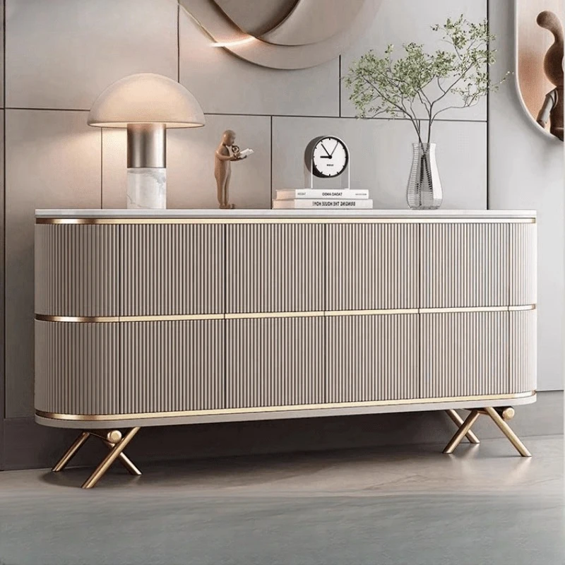 Marble Top Luxury Modern Storage Cabinet Large Capacity White Sideboard For Home Furniture For Apartment Villa Living