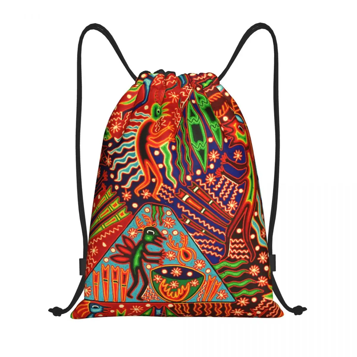 

Мексиканский красочный рюкзак Huichol на шнурке, сумки для мужчин и женщин, легкий спортивный рюкзак для спортзала, мешки для путешествий