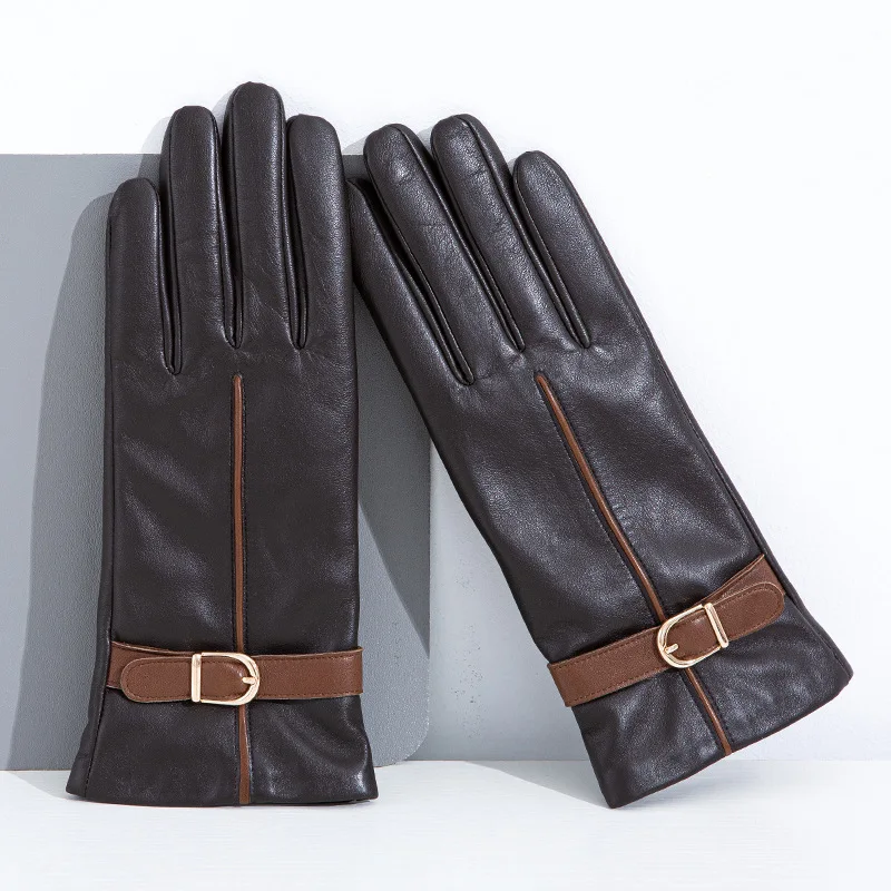قفازات جلدية ملونة على الموضة للخريف والشتاء، قفازات ناعمة ومريحة مقاومة للبرد والرياح مناسبة للأنشطة الخارجية