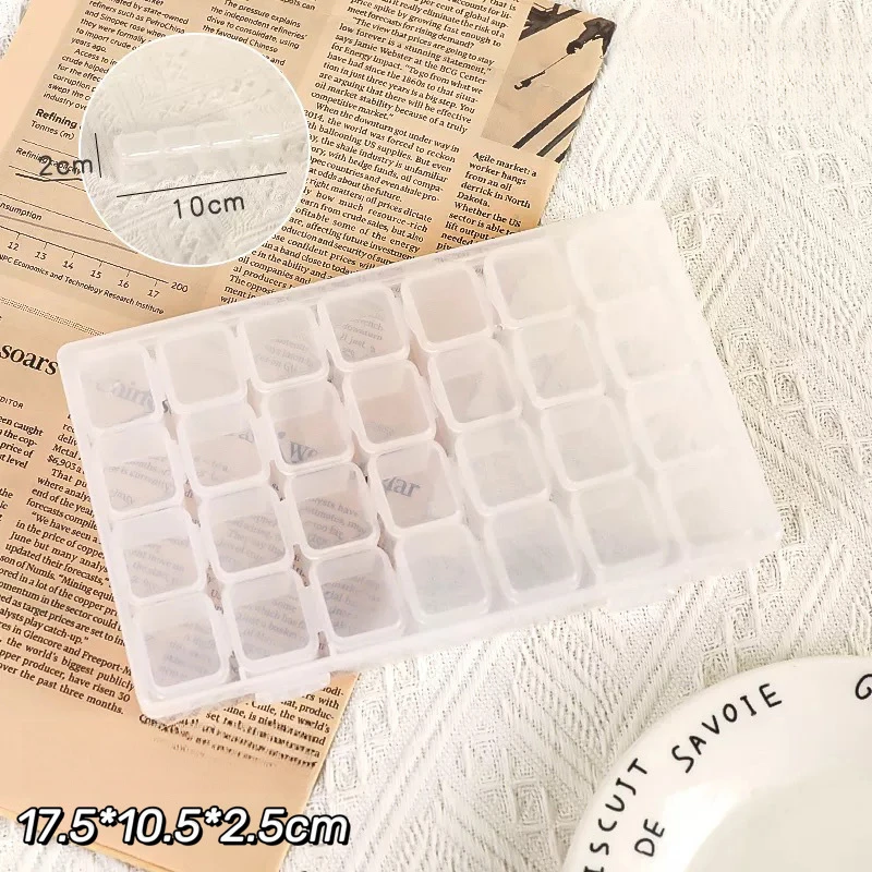 28 Grid Plastic Jewelry Box – Adjustable Dividers Storage Container for Earrings, Rings, Charms & DIY Craft Beads