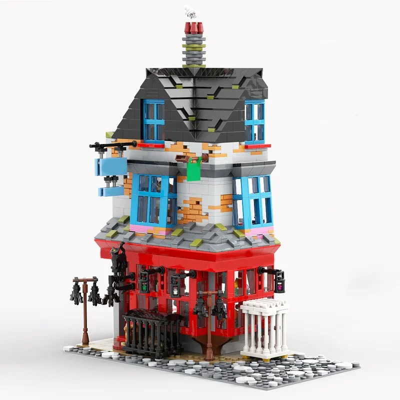 

New1389PCS MOCMagic Movie Magical Menagerie Diagon Alley Pet Shop Creative street view Model Building Blocks Assembly Gifts