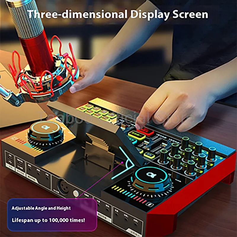 4.5 inch Foldable LCD Screen Sound Card 102dB Audio Mixer Dual DSP Processor 48V Phantom Power For Live Streaming DJ KTV Karaoke