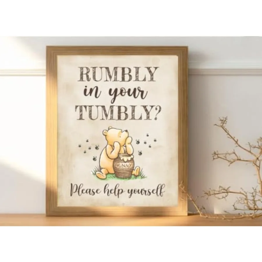 4 Uds. Centros de mesa de Winnie, un poco y delicioso para tu barriga, decoraciones para Baby Shower, decoraciones de cumpleaños de Pooh, bienvenida