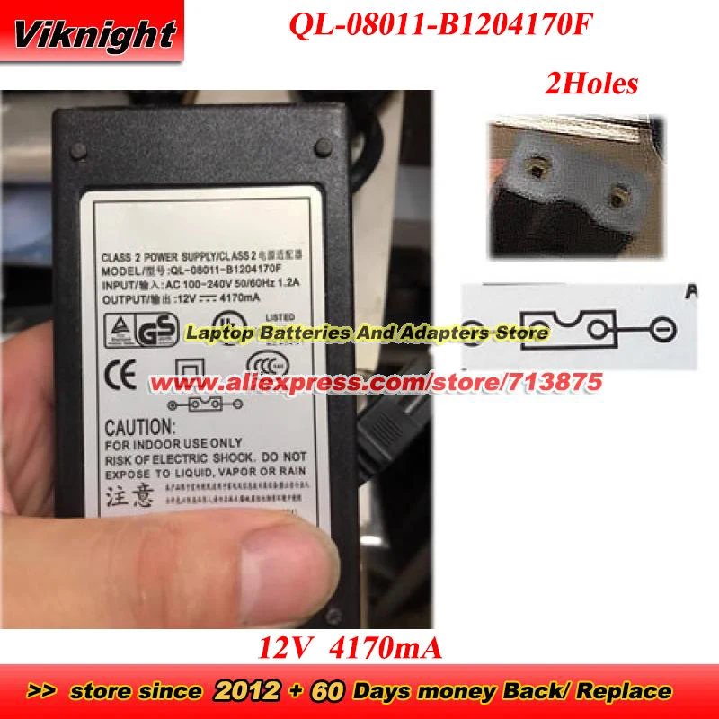 

QL-08011-B1204170F AC Adapter 12V 4170mA Power Adapter For QILI POWER 2Holes Power Supply