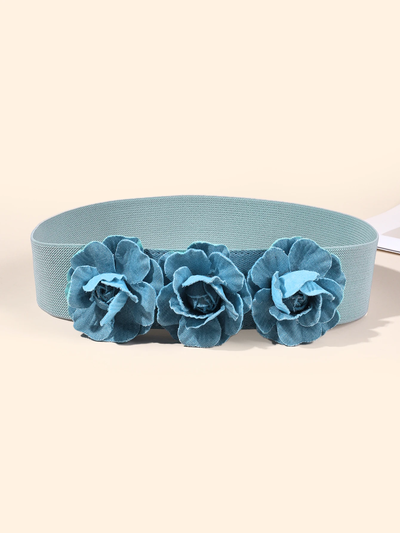 2025 damski szeroki elastyczny pasek w stylu europejskim i amerykańskim z dużym ozdobnym paskiem w kształcie róży