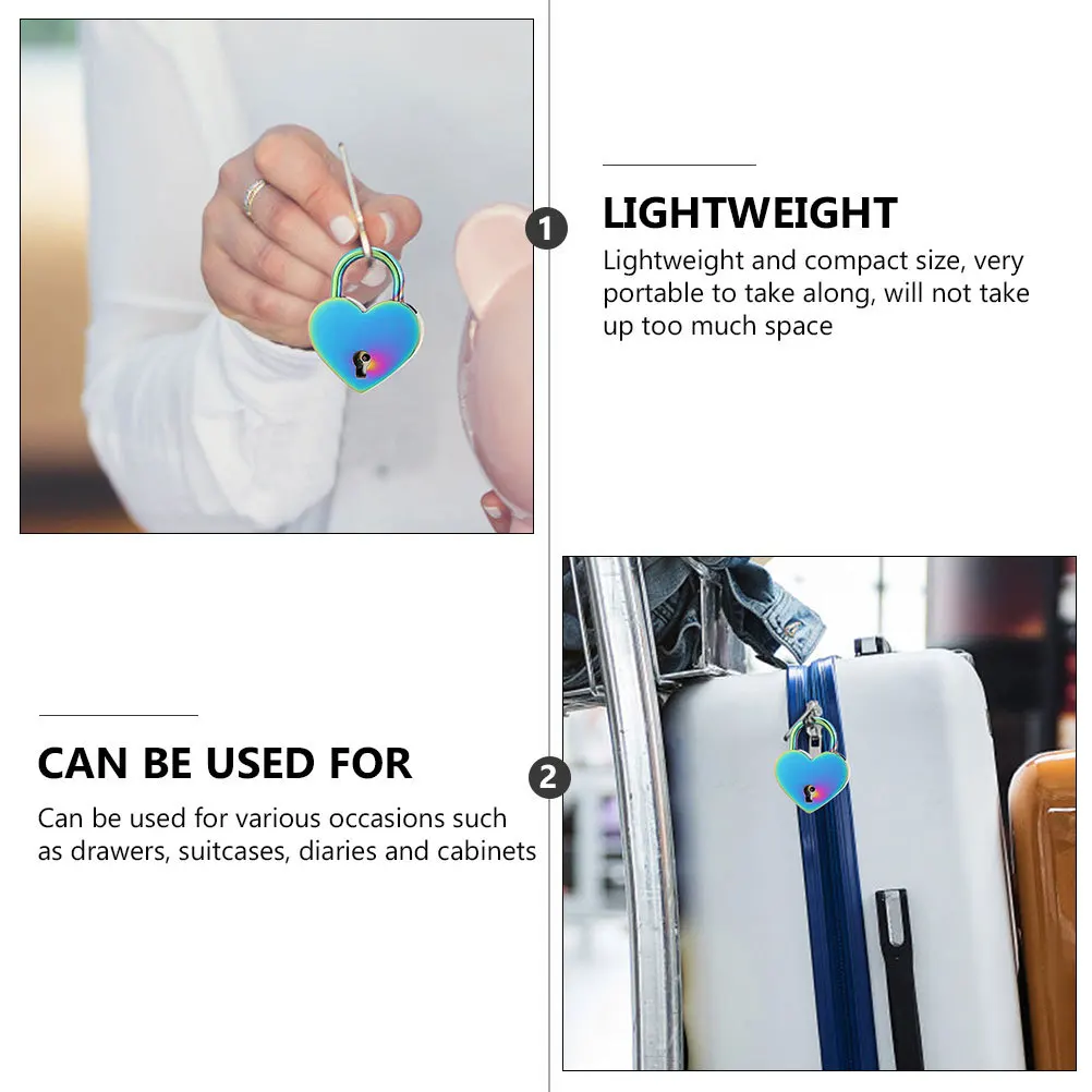 

1 set Heart Shape Lock Mini Decorative Padlock For Jewelry Box Cabinet Luggage Bag Couple Gift Kids Metal Lock
