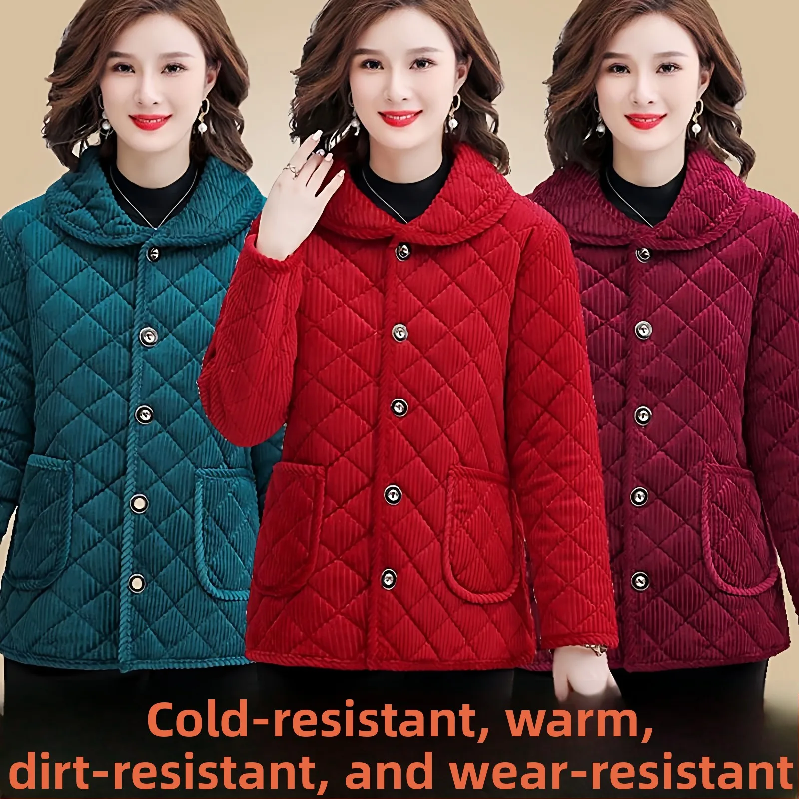 

Thiened Fce ort Cotton Apron for Women in Winter Faionable Loose Kitchen Gown andma Cotton Coat Mom's Apron