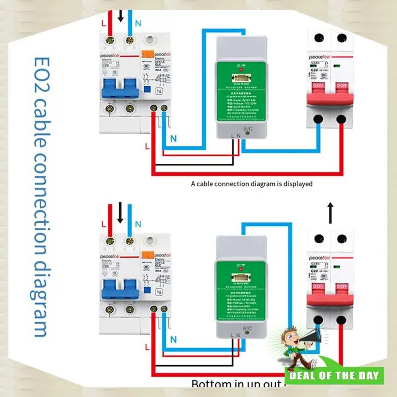 تسليم 24 ساعة Peacefair PZIOT-E02 التيار المتناوب مرحلة واحدة Din السكك الحديدية متر واي فاي الطاقة السلطة متر الكهربائية Wattmeter Tasmota Esphome F