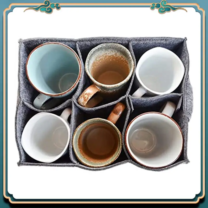 Picture 3: Felt Cup Holder Camping Glass Carrier For Drinking Glasses Wine Glass Holder Camping Accessorie Camper Tableware Storage
