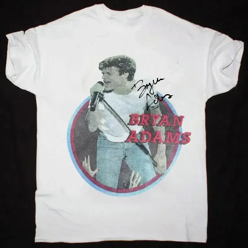 Vintage 1985 Bryan Adams Worldwide Tour Signature White T Shirt FA689