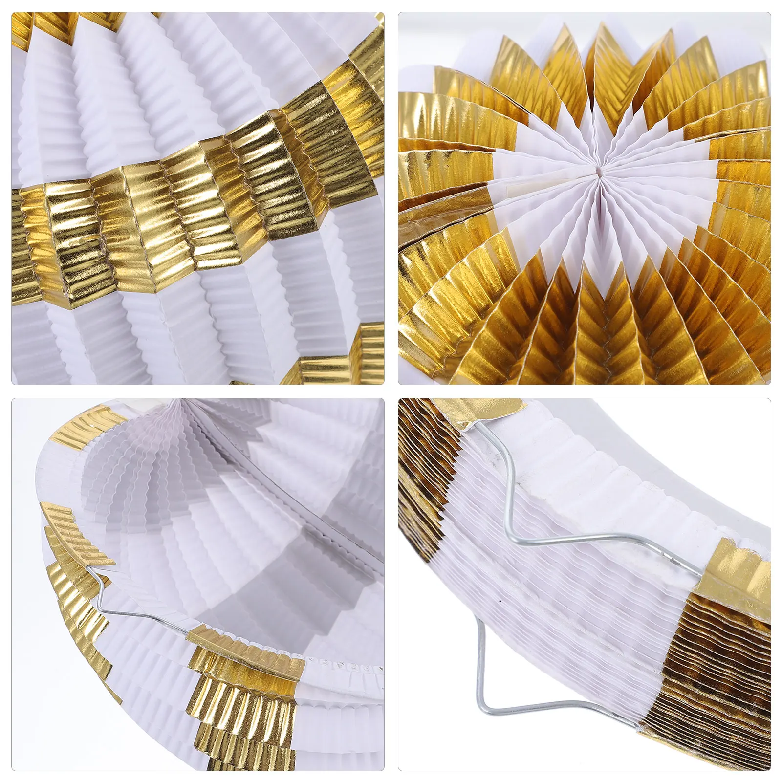 

2 Pcs Gold-stitched Paper Lantern Decorative Party Decoration Props Hanging Lanterns Wedding