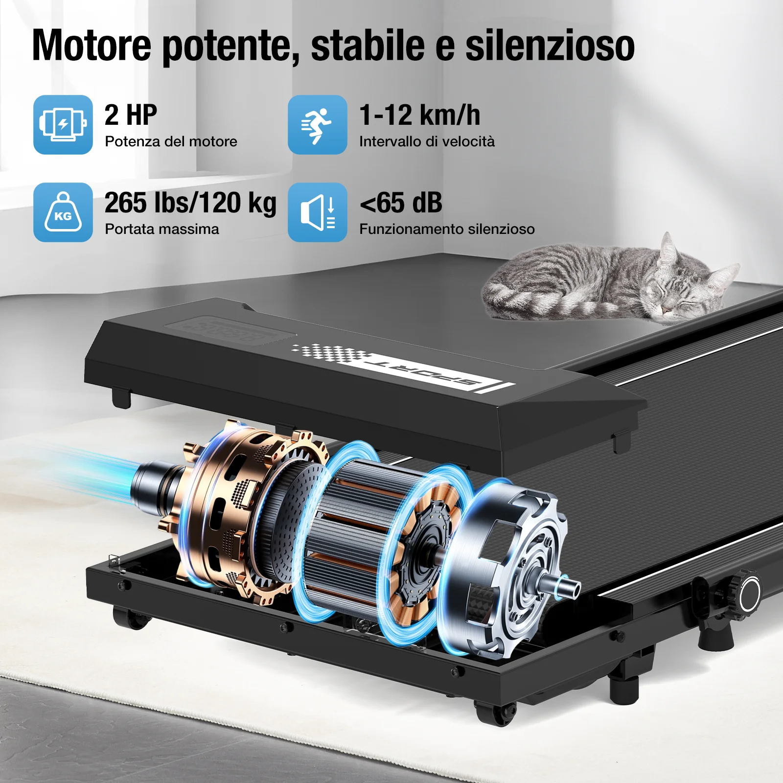 CITYSPORTS PRO Laufband, Laufband mit 3,4 % Steigung, faltbares Design, 1–12 km/h, 1400 W leistungsstarker Motor, 120 kg, rutschfester Laufgürtel – Detail 7