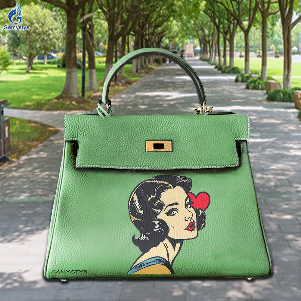 

Personalizar Bolso Art Printed Bags Retro Woman Avatar High Quality Genuine Leather Women'S Fashion Bags Luxury Designer Brands