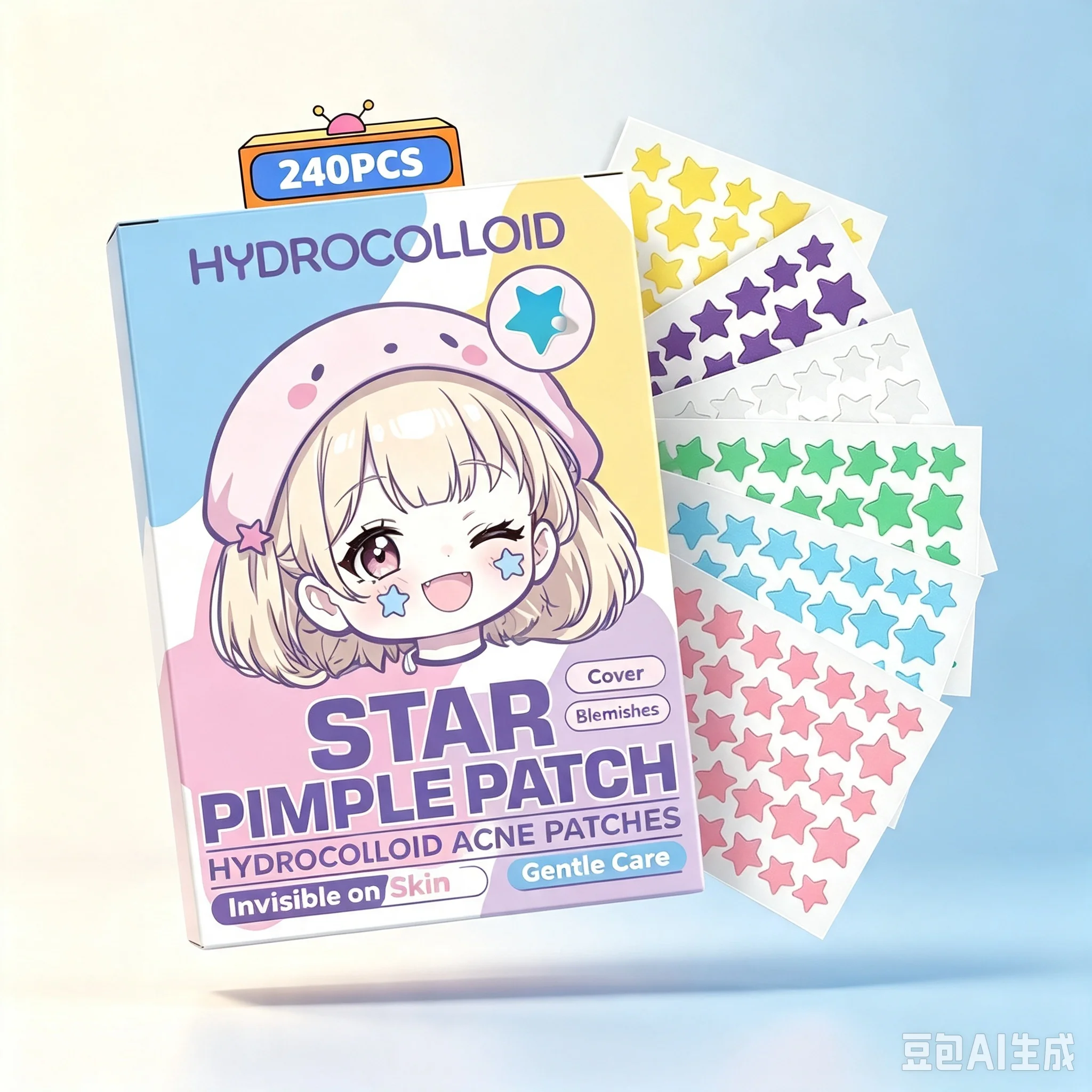 240pcs Multi Color Star Acne Stickers Concealer Waterproof Breathable Daily Facial Pimple Patch