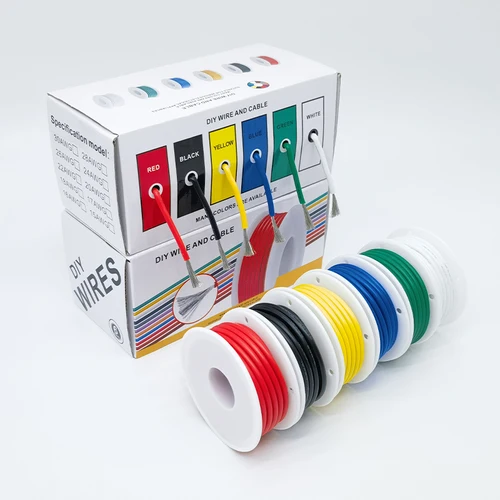 Imagen 2 del producto Cable de cobre estañado con aislamiento de Cable eléctrico de silicona, 6 colores, 16-30AWG, Cable de conexión de línea eléctrica trenzado