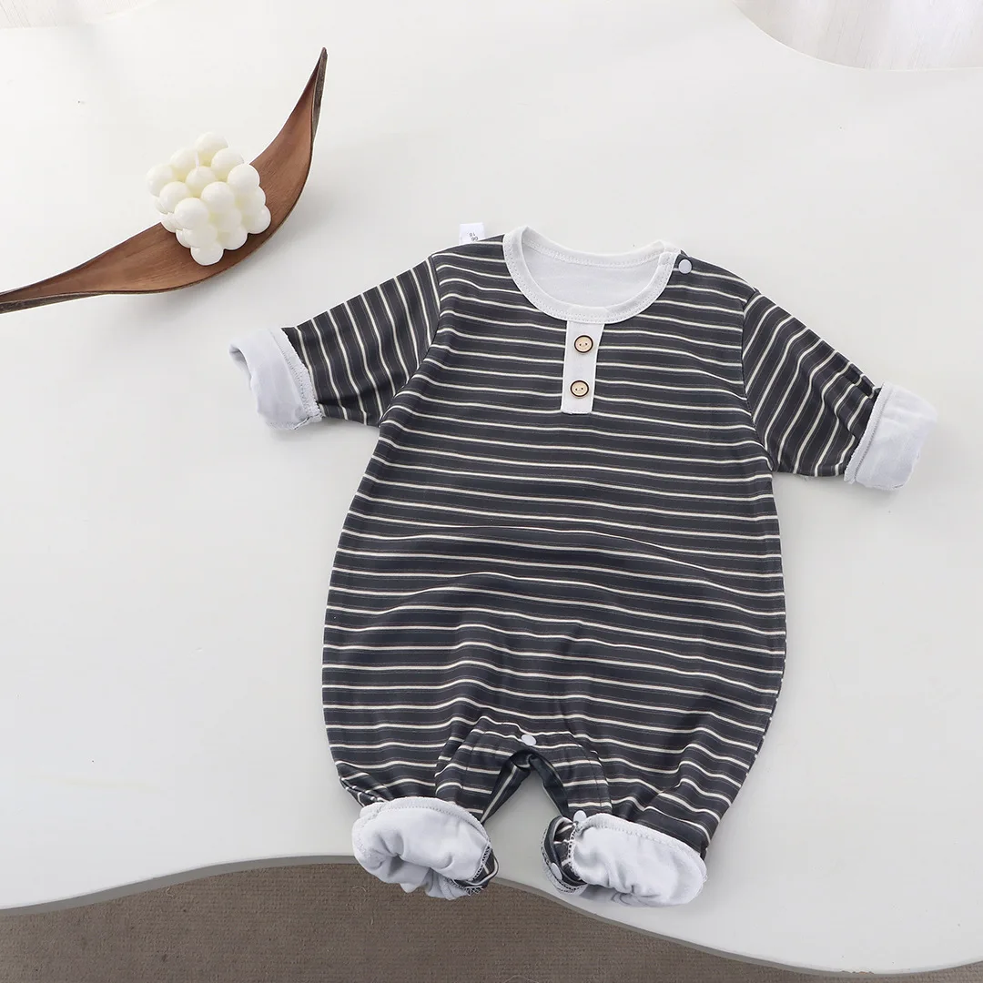 Fashion Stripe Baby Romper Long Sleeve Autumn Baby Jumpsuits For Boys Girls Infant Clothes