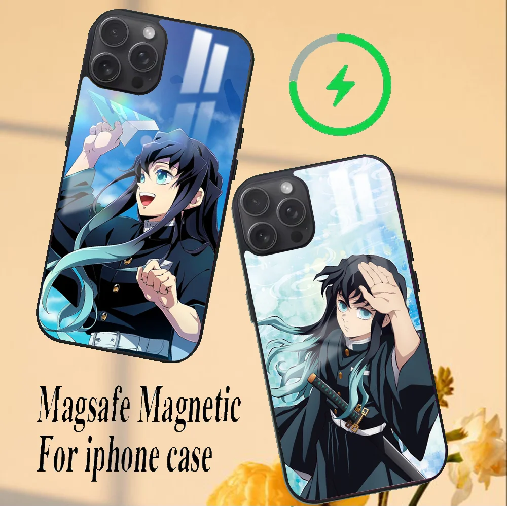 Anime Muichiro Tokito Phone Case For iPhone 16 15 14 13 12 11 PRO MAX PLUS Mini Magnetic wireless mirror phone case