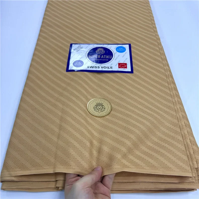 

5 Yards African Soft Atiku Fabric For Men Suit Making Swiss Material 100% Cotton For Senator Wear Clothes Part 24L39503
