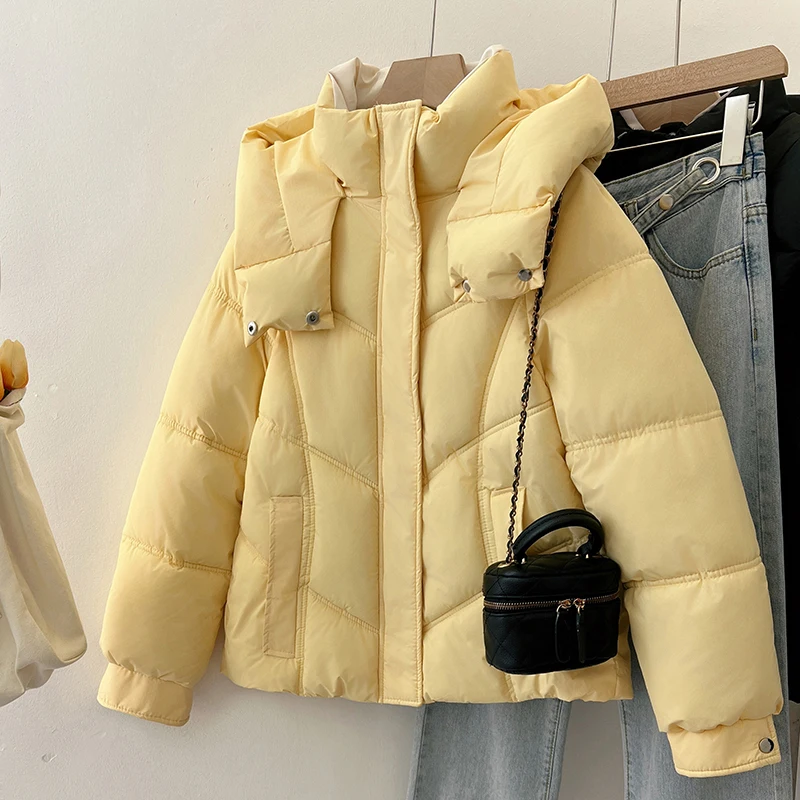 Manteaux rembourrés en coton coréen pour femmes, veste d'hiver épaisse en coton, coupe ample, manteaux chauds à capuche, nouvelle collection 2025