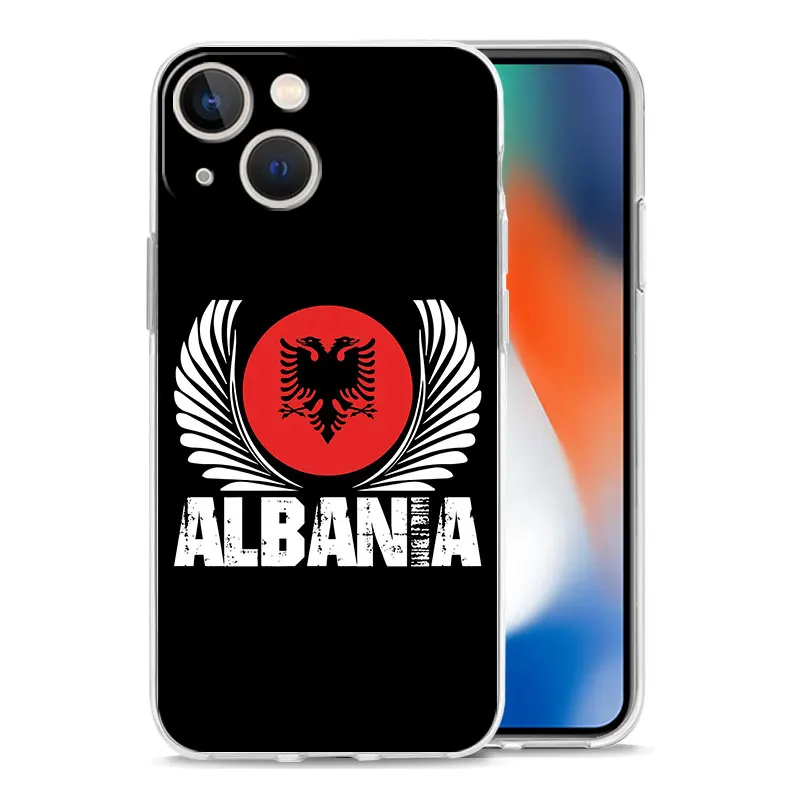 Albania Albanians Flag Luxury Phone Case For iPhone 15 16 14 13 12 11 Pro Max XS X XR SE 7 8 Plus TPU Clear Lens Protect Cover