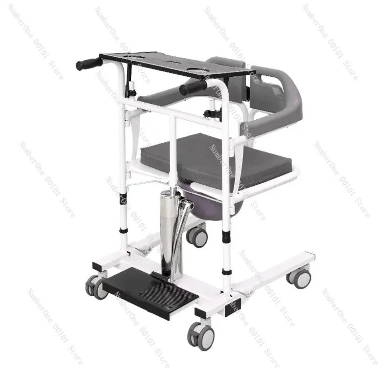Hydraulic Lift Toilet Chair for Elderly & Disabled, Multi-Functional Patient Transfer Aid, Bedridden Care Tool