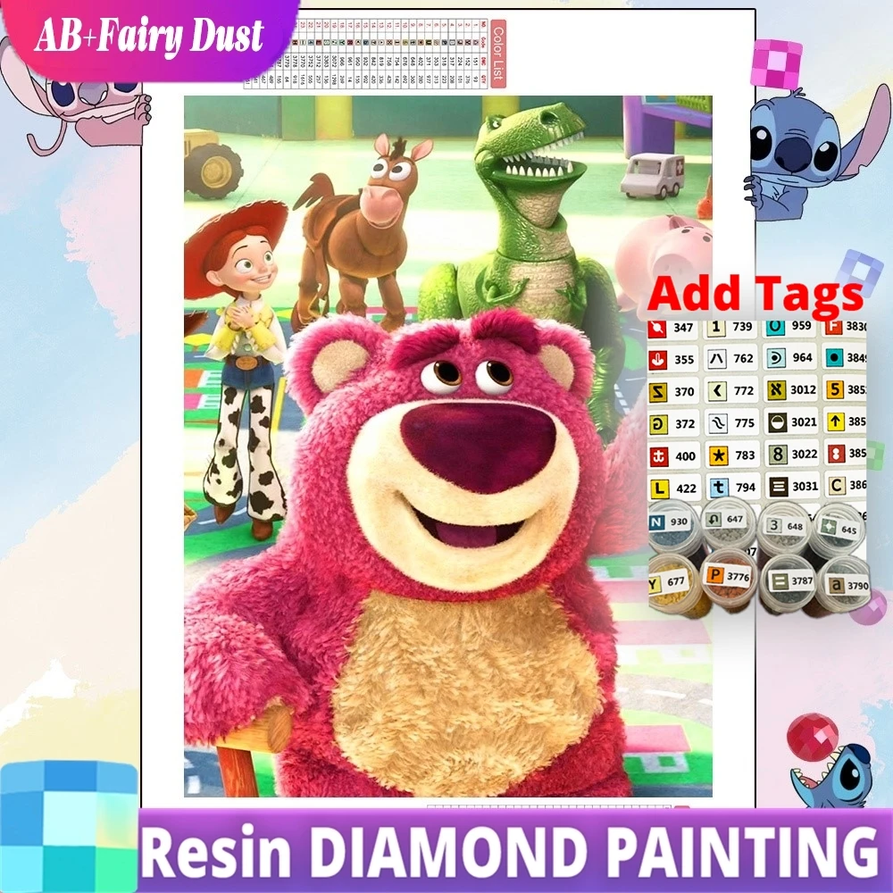 Resin Fairy Dust AB Disney - Pintura de Diamantes Mickey Mouse, Kit de Artesanato Desenhos Animados, Mosaico de Quadrados Redondos