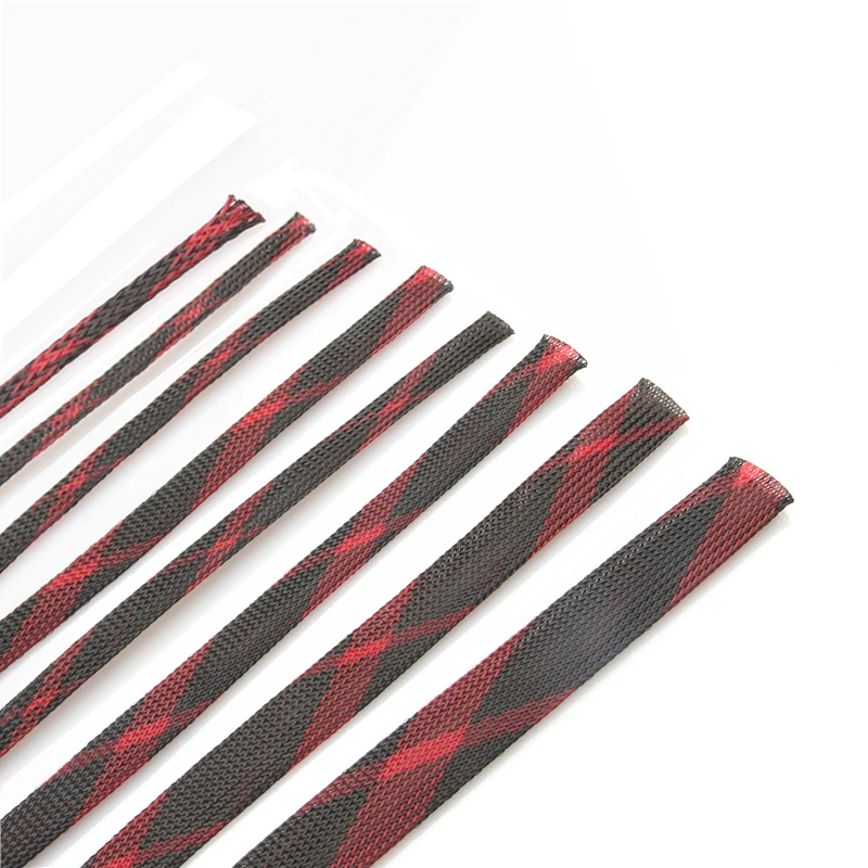 5/10M Cable Braid Insulated Cable Sleeve Red&Black PET Expandable Braided Sleeving Cable Wire Protector 2/4/6/8/10/12/15/20/25mm