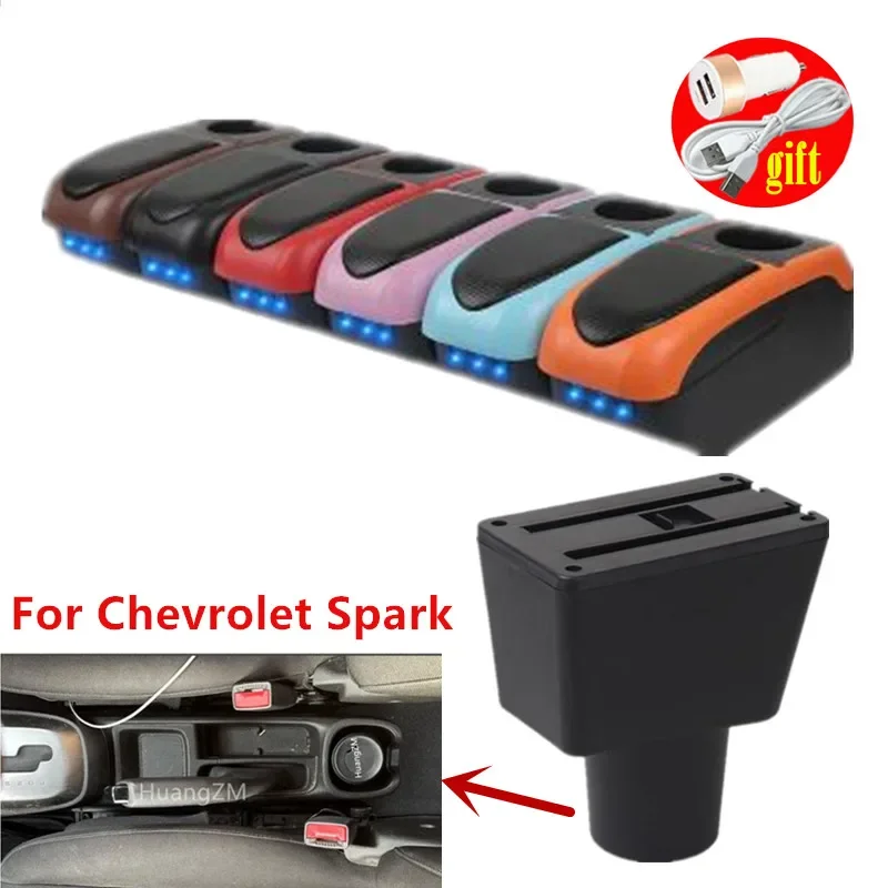 Подлокотник для Chevrolet Spark, контейнер для хранения для Chevrolet Spark 2015-2023, обновленная пепельница с USB-зарядкой, автомобильные аксессуары