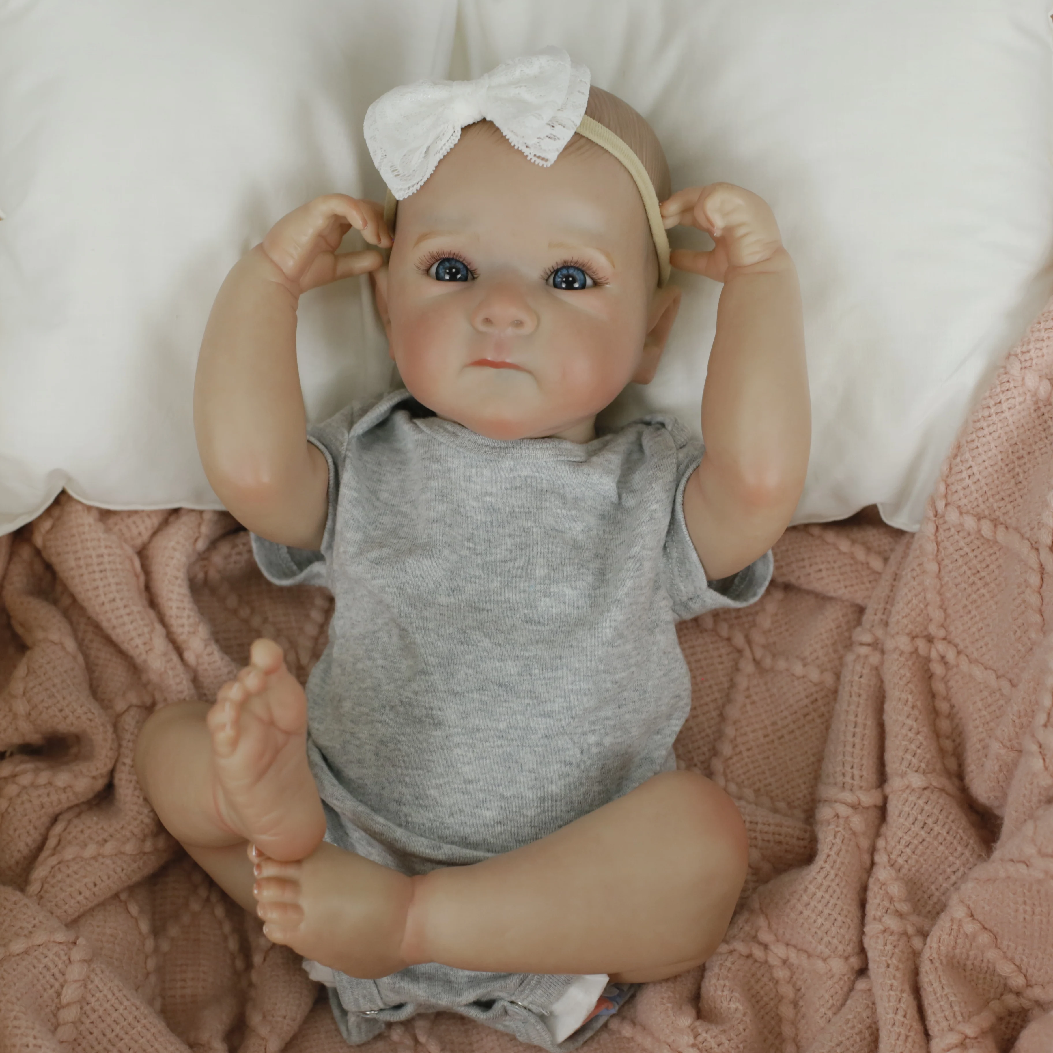 Muñeca Reborn de 18 pulgadas de Lifereborn, bebé recién nacido Bettie Girl con pelo pintado, cuerpo de vinilo suave, muñeca de venas visibles 3D de alta calidad