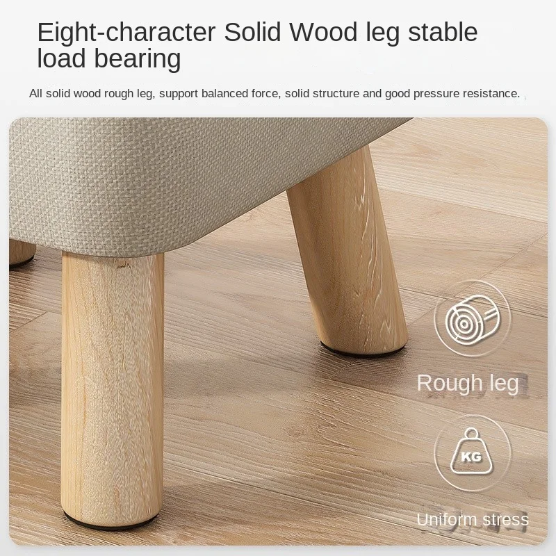 Vowpets Household Low Stool Simple Cloth Low Stool Footrest Soft Bag Solid Wood Children Sit On Sofa Stool In Living Room Chairs