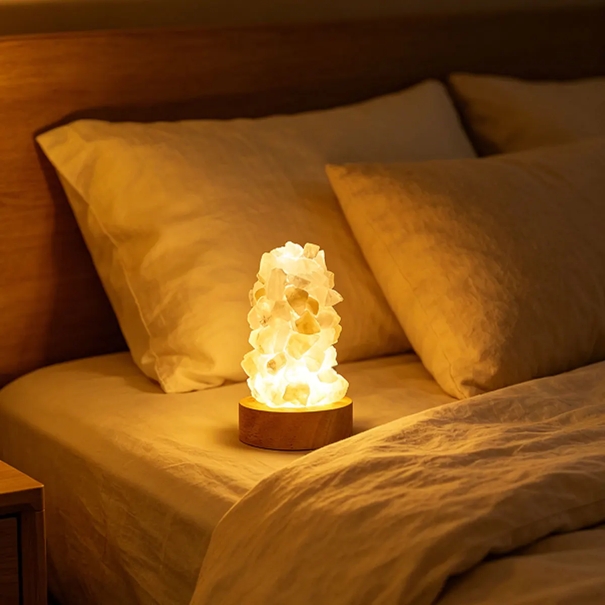 1PC Citrine Crystal Wishing Lamp with Natural Amethyst Raw Stones, Dimmable USB Night Light with Switch, for Home & Bedroom Deco