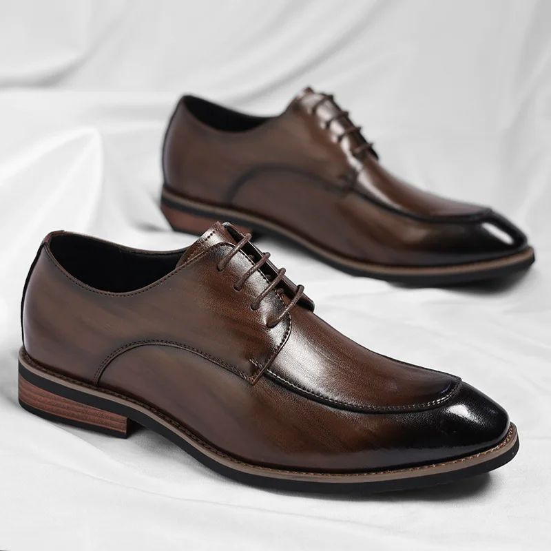 Men's plus-size leather shoes, fashionable business formal shoes, trendy British gentleman shoes, wedding shoes