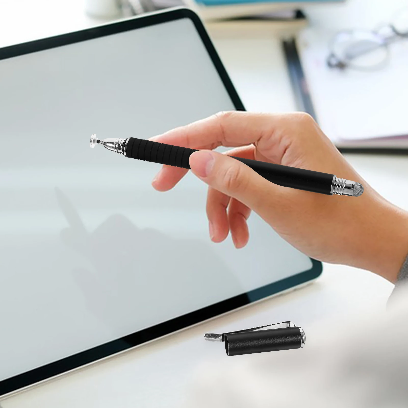 

5Pcs Capacitive Touch Pen Set Metal Stylus 2-in-1 Handwriting Pen Writing Tool Phone Computer Capacitive Pens Replacement Tips