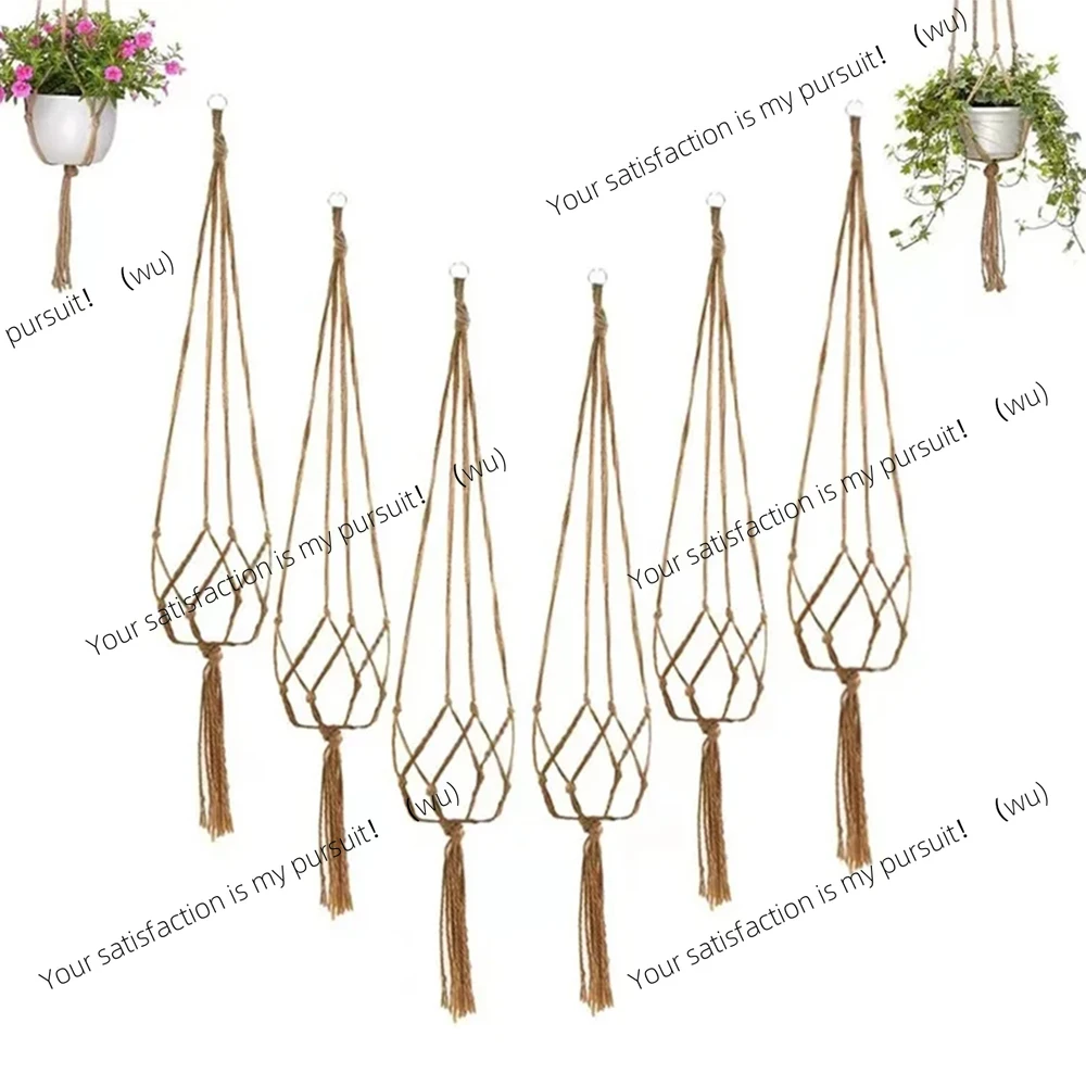 1PC Creative Woven Garden Flowerpot Net Cotton Hemp Rope Hand-Woven Simple Indoor And Outdoor Hanging Wall