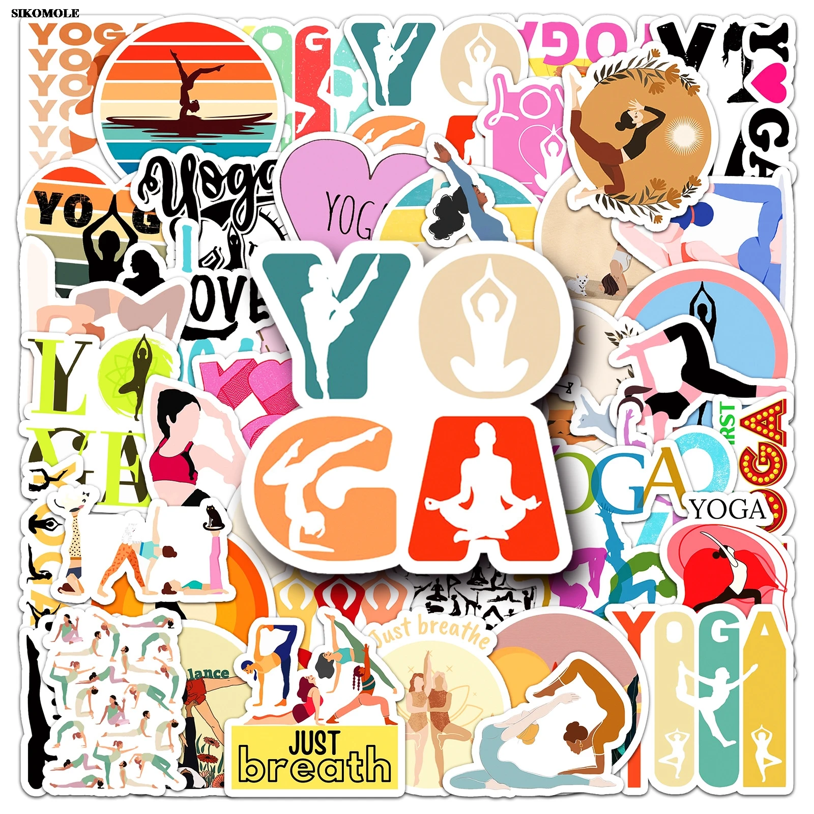 10/30/50pcs Cartoon Vintage Yoga Mandala Flowers Graffiti Stickers Kawaii Travel For DIY Laptop Luggage Suitcase Decals Sticker