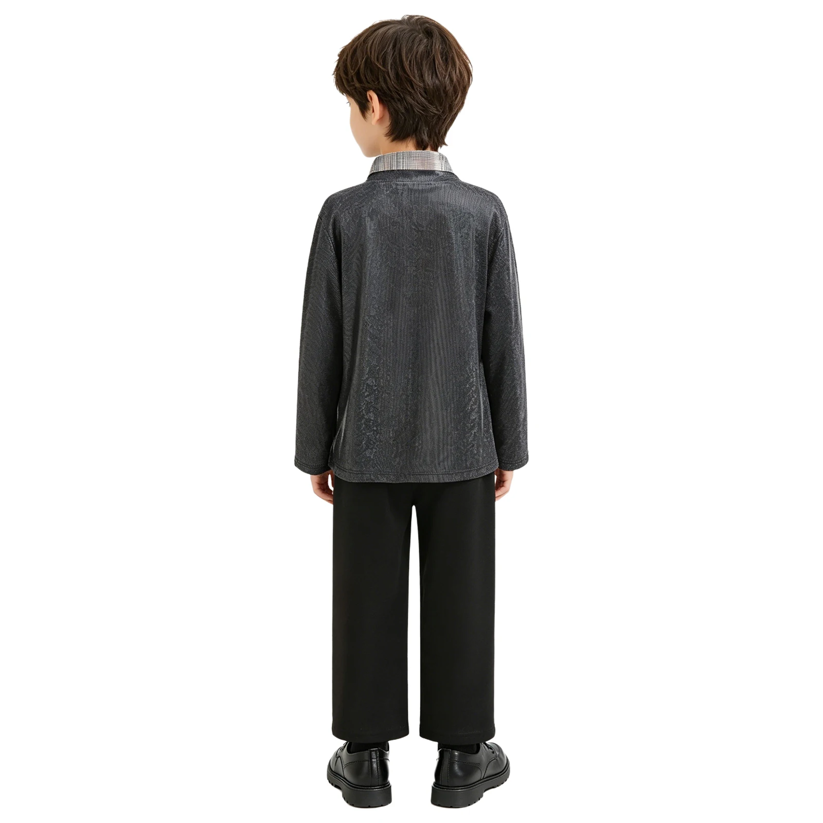 Boys Disco 3 Pieces Dance Outfit Children Formal Suit Long Sleeve Shirt Top Outwear And Long Pants Costume for Stage Performance 3