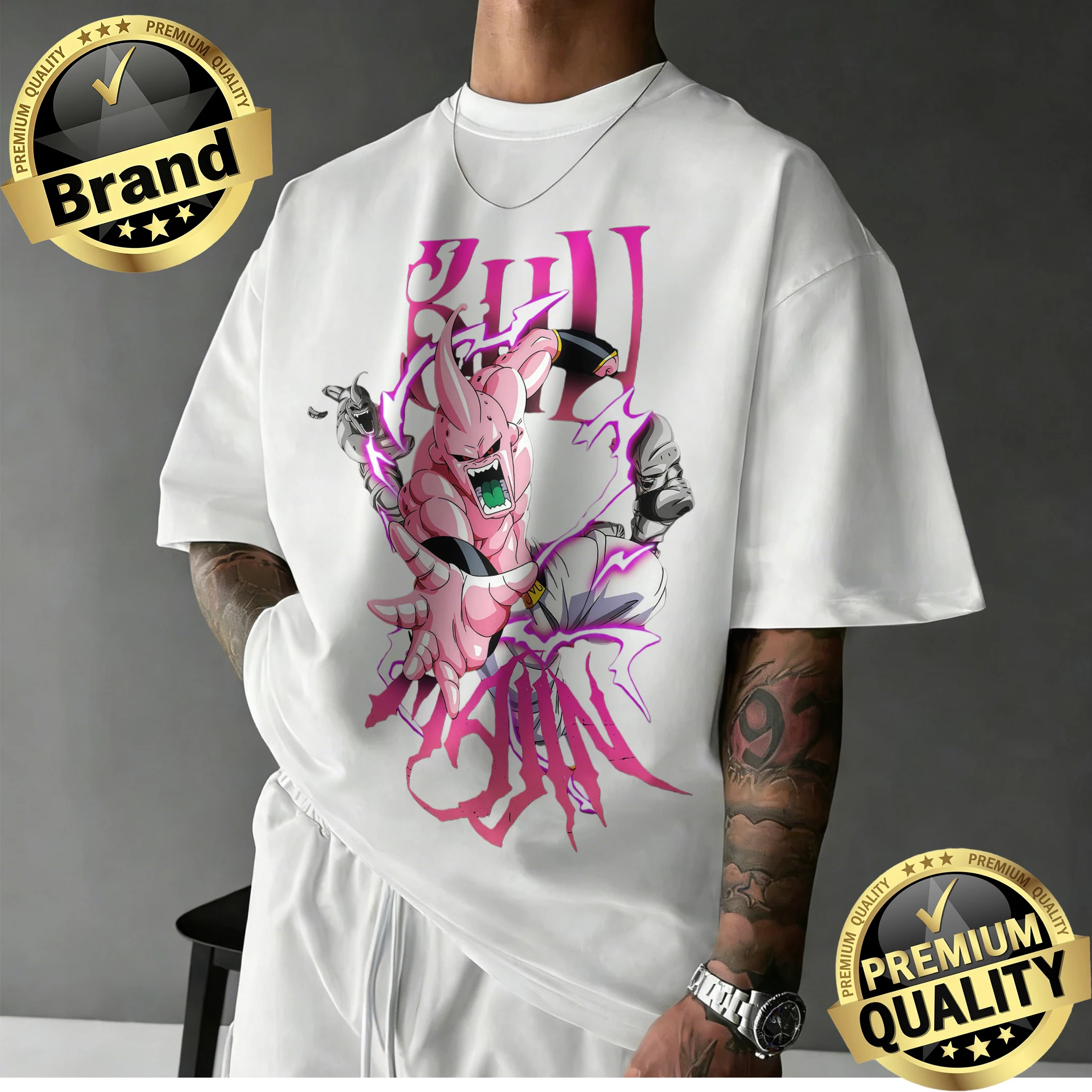 

2026 Summer Dragon Ball Z 100% Cotton Oversized T-shirt for Men Women Kids | Evil Majin Buu Power Up Print Retro Anime Tee Y2k