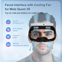 For Meta Quest 3S VR glasses cooling mask - replaceable foam liner instead of sponge, cooling breathable cooling fan accessory