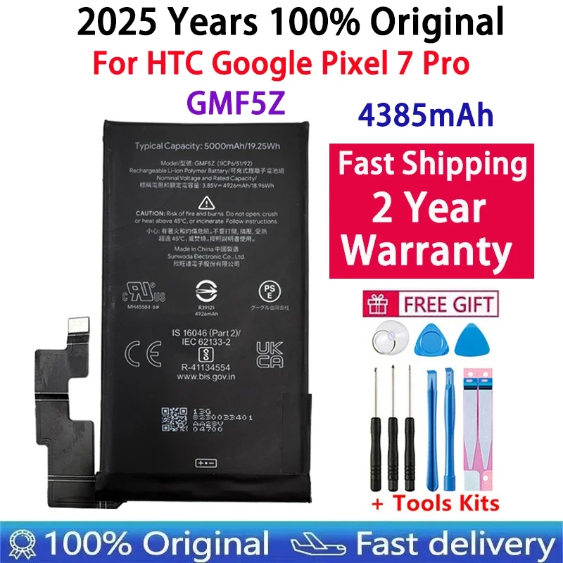 

2025 Years New 5000mAh GMF5Z battery For HTC Pixel7 Pro Phone Replacement Battery For Google Pixel 7 Pro Batteries Bateria